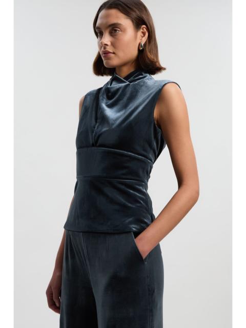 Velvet Wrap Detail Woven Top