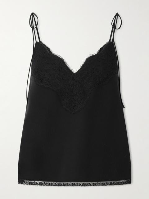 Floral Lace-trimmed Silk Crepe De Chine Camisole