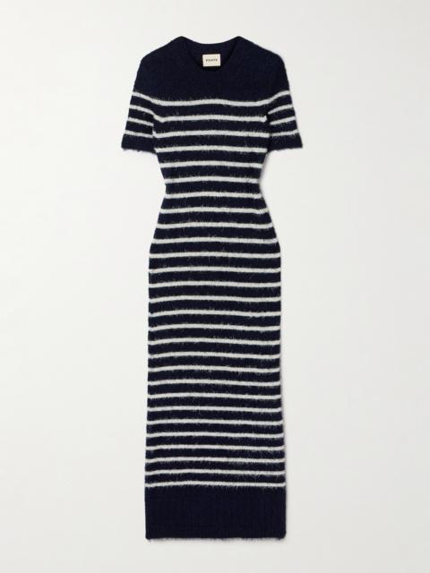 Helen Striped Brushed Silk And Cashmere-blend Midi Dress