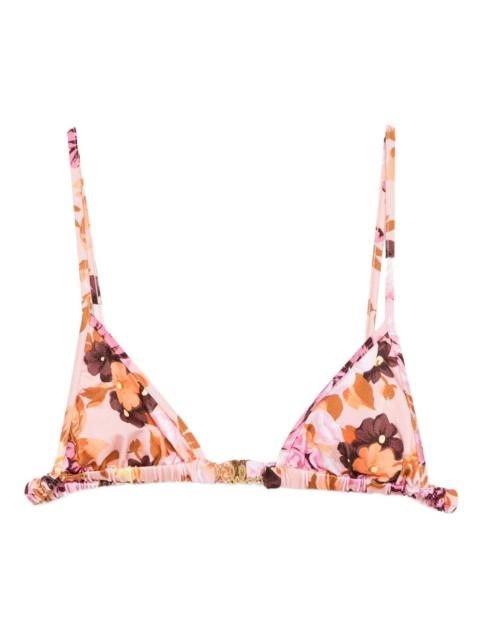 floral-print triangle bikini top