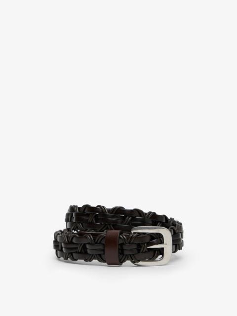 Cord brown silver buckle belt