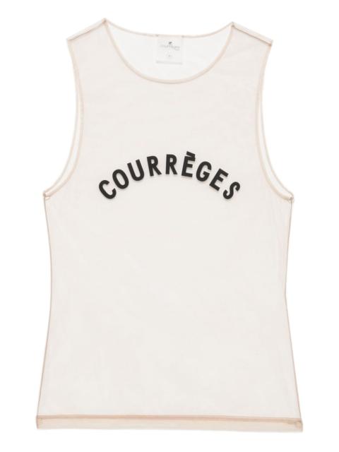 logo-print tulle top