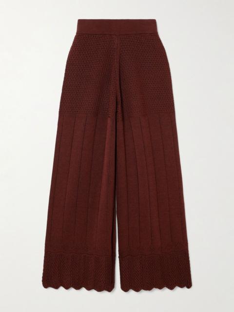 Chimère Récit open-knit cotton-blend wide-leg pants Chocolate