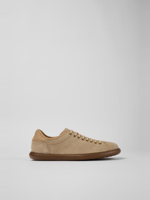 Beige Nubuck and Leather Sneakers for Women.
