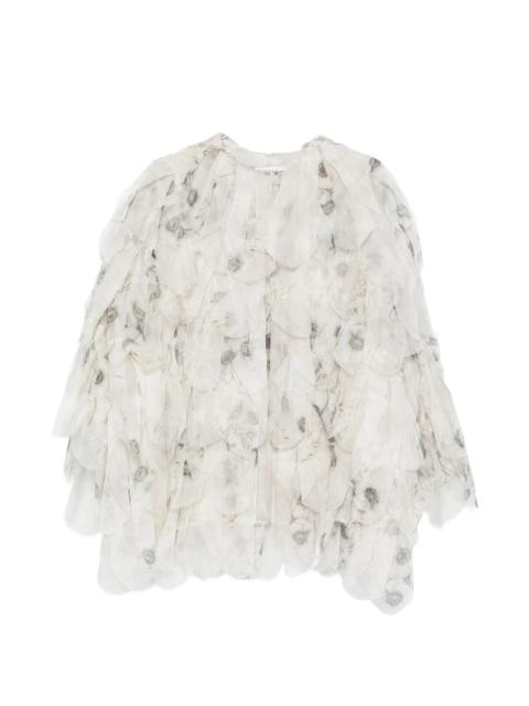 Max Mara Chiffon Floral Ruffled Jacket