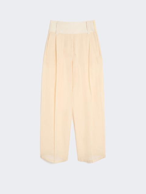 Wide-fit trousers in organza-feel cotton voile - ecru