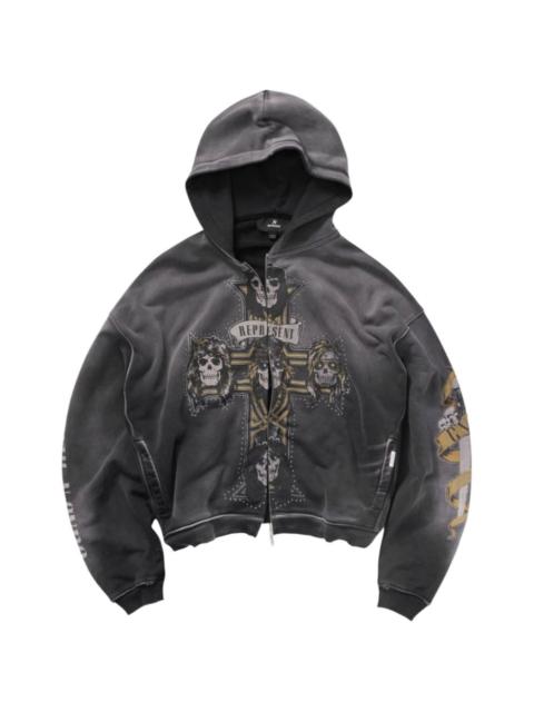 x Guns N’ Roses cross zip through hoodie