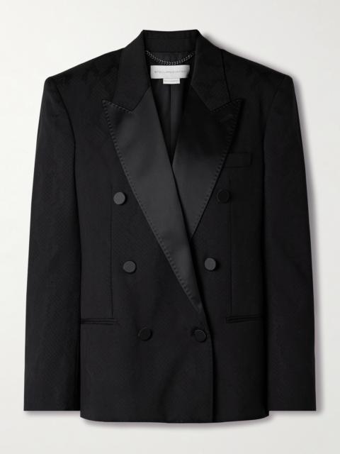 Oversized Double-breasted Satin-trimmed Wool Blazer