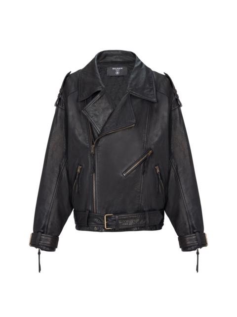 Lambskin leather biker jacket