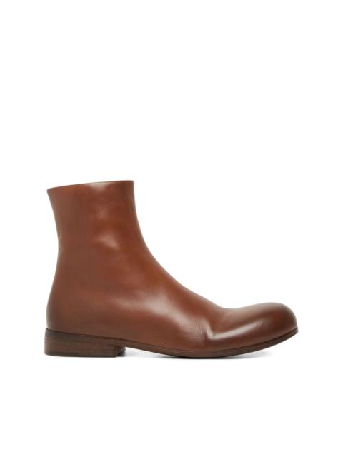 round-toe leather ankle boots