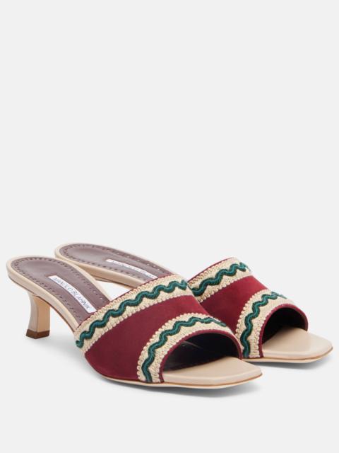 Marebis 50 embroidered suede mules