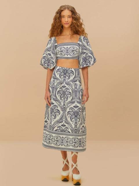 Off-White Tropical Cameo Euroflax™ Premium Linen Midi Skirt