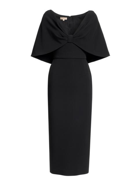 Cape-Sleeve Cady Midi Dress black