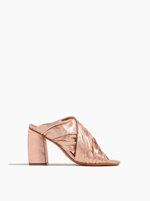 Heeled Laminated Leather Crossed Sandals in Cipria