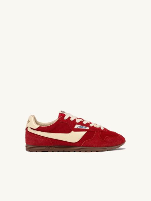 WINDSPIN SNEAKERS IN RUBY AND RUTABAGA SUEDE AND LEATHER