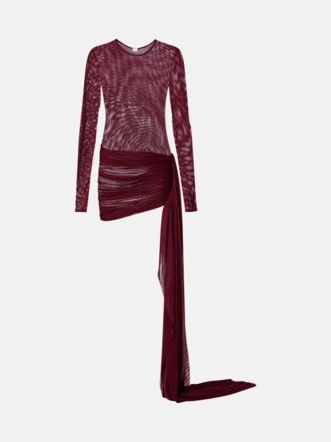 Aiden draped sheer jersey minidress