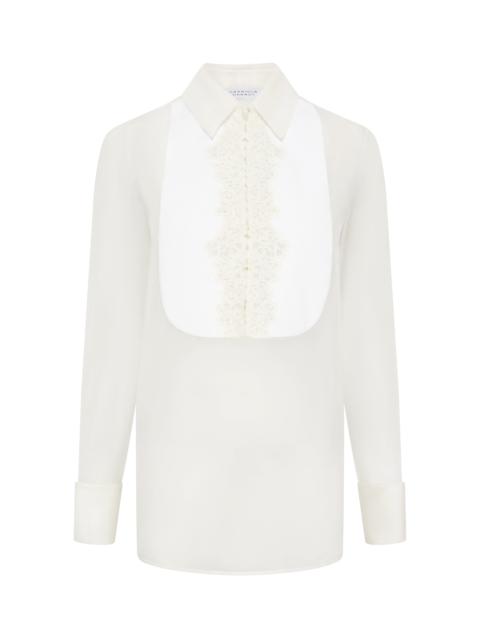 Oriana Lace Blouse in Ivory Silk Organza