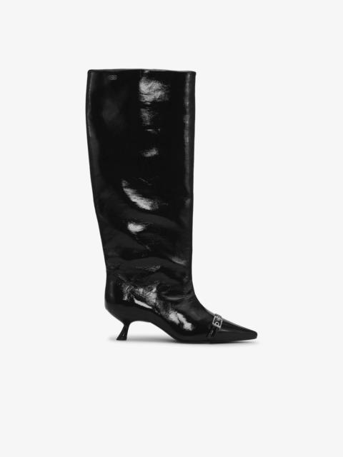 BLACK EYELETS SLOUCHY HIGH SHAFT BOOTS