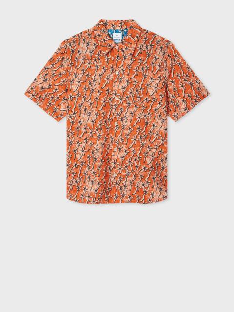 Orange 'Field Floral' Cotton Seersucker Shirt