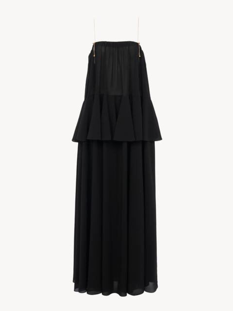 SLEEVELESS LONG DRESS IN SILK GEORGETTE