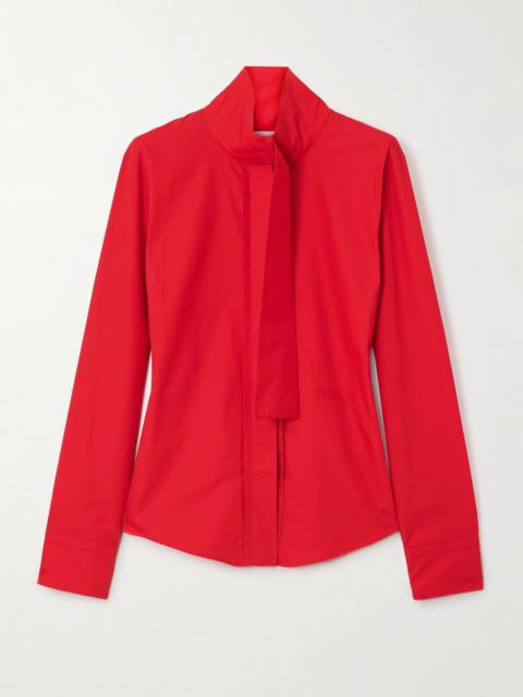 Tie-neck cotton-poplin blouse Fuchsia