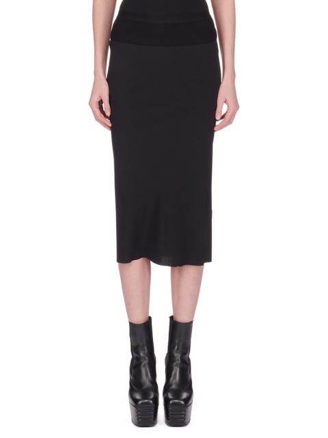 ribbed-panel crepe midi skirt