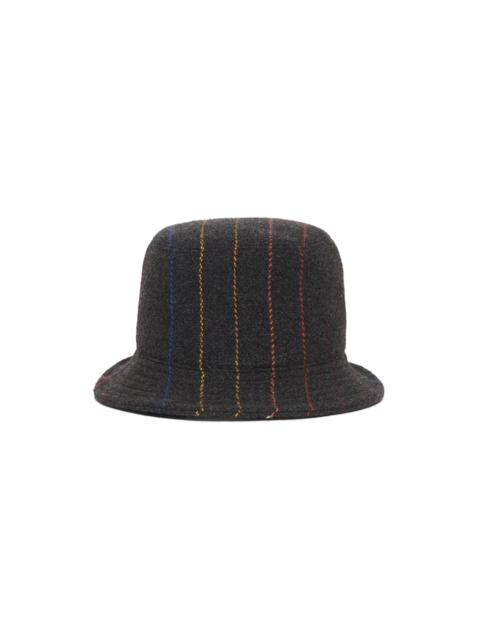 Kiran Bucket Hat in Charcoal Multi Pinstripe Wool Cashmere