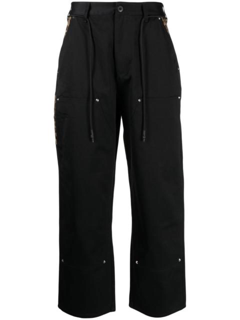 Carpenter leopard-print trim trousers