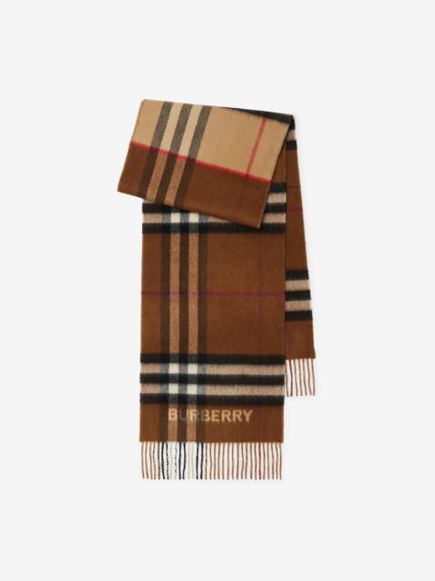 Contrast Check Cashmere Scarf