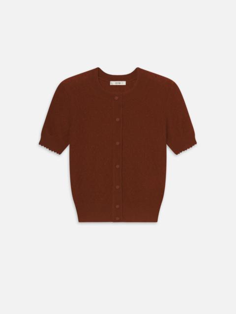 The Cashmere Pointelle Cardi in Chestnut