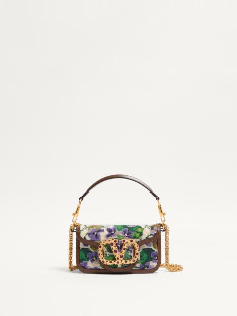VALENTINO GARAVANI LOCÒ SMALL SHOULDER BAG EMBROIDERED WITH JEWEL LOGO