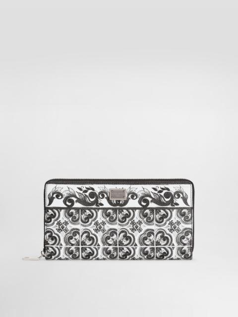 Majolica-print calfskin wallet