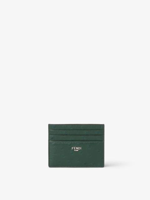 Card holder Dark green ostrich leather card holder