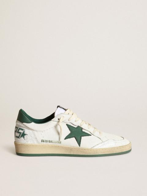 Women's Ball Star in white nappa leather with green leather star and heel tab