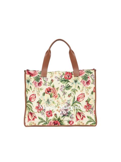 large floral-print tote bag
