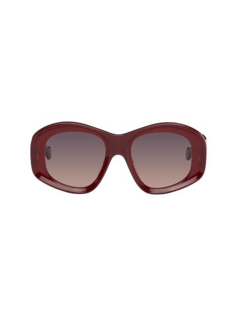 Burgundy Beveled Pentagon Sunglasses