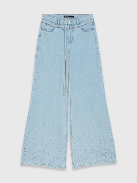 Wide-leg rhinestone jeans