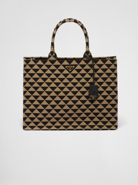 Prada Symbole embroidered jacquard fabric tote bag
