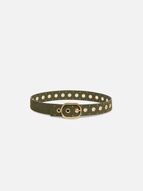 LEATHER BELT WITH EYELETS, 4CM