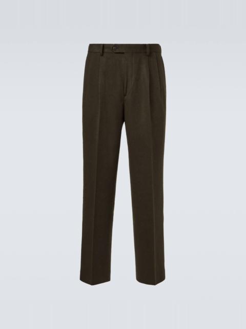 Camel hair flannel straight pants