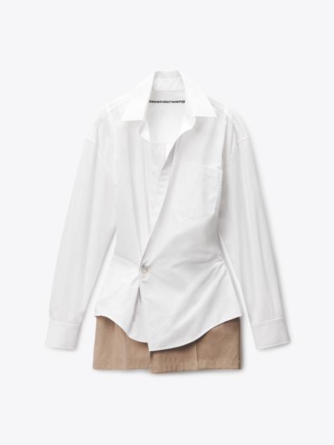 Pre-Styled Mini Wrap Dress in Twill