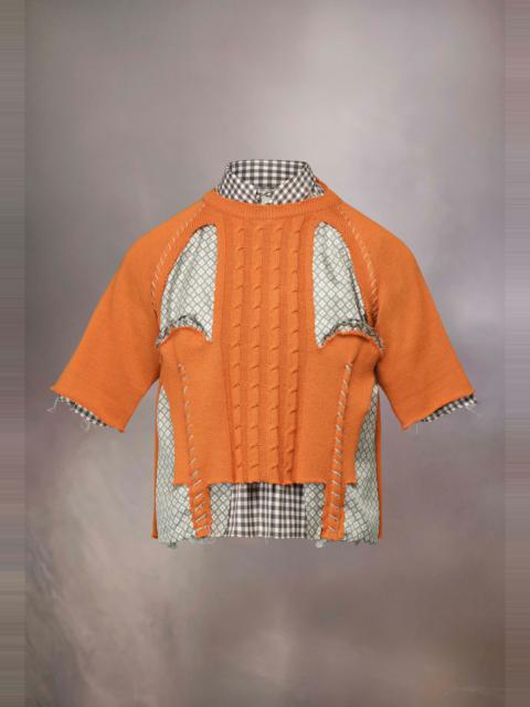 Spliced gingham check shirt