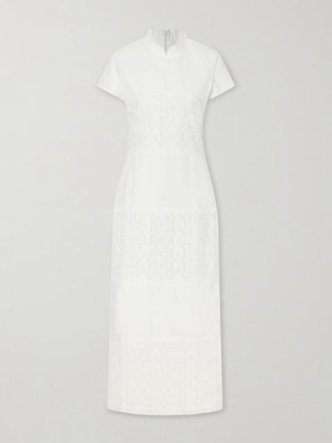 Clelia Paneled Broderie Anglaise-trimmed Cotton-poplin Midi Dress