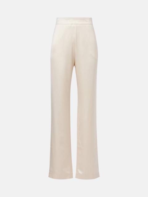 High-rise satin straight pants
