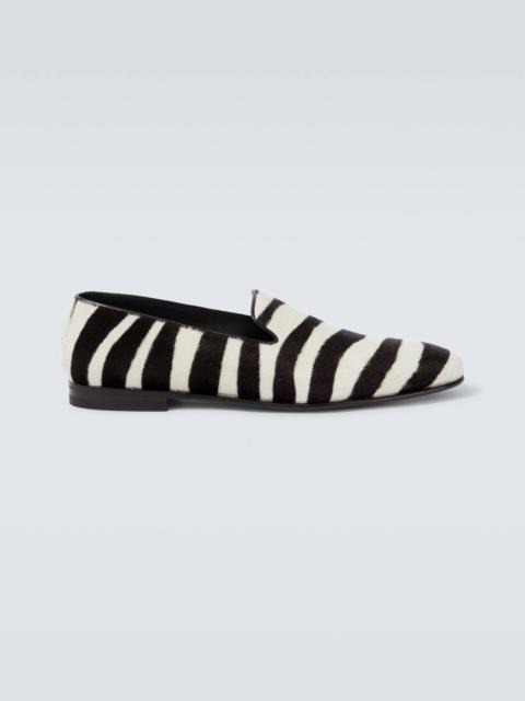 Mario zebra-print calf hair loafers