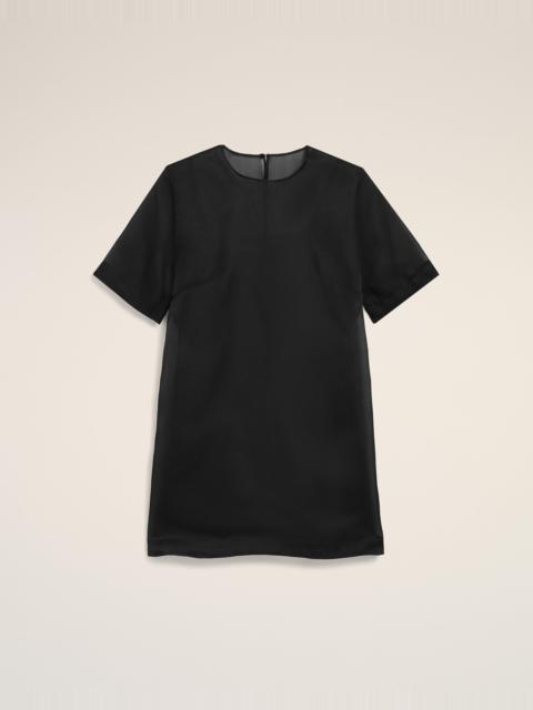 BLACK SILK MINI TRAPEZE DRESS