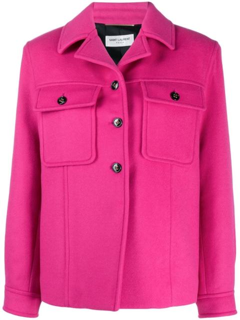 chest flap pockets buttoned jacket