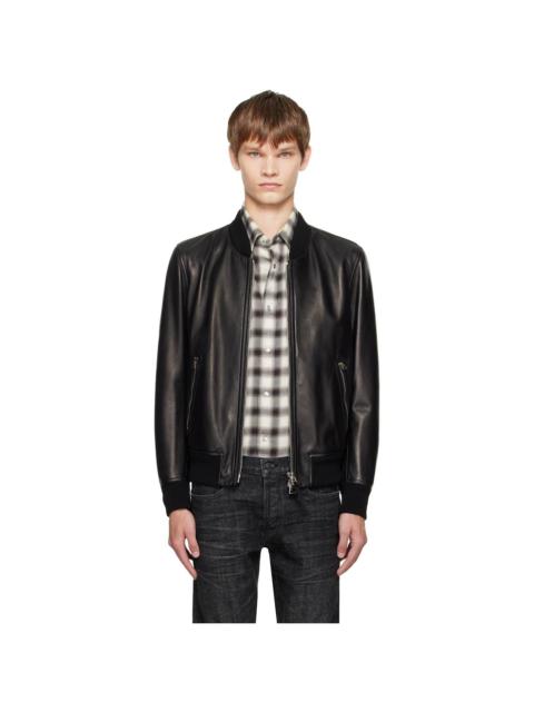 Black Shiny Nappa Plonge Leather Jacket