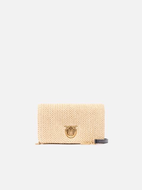 LOVE BAG CLICK SOFT HORIZONTAL MINI CROSSBODY CLUTCH IN RAFFIA
