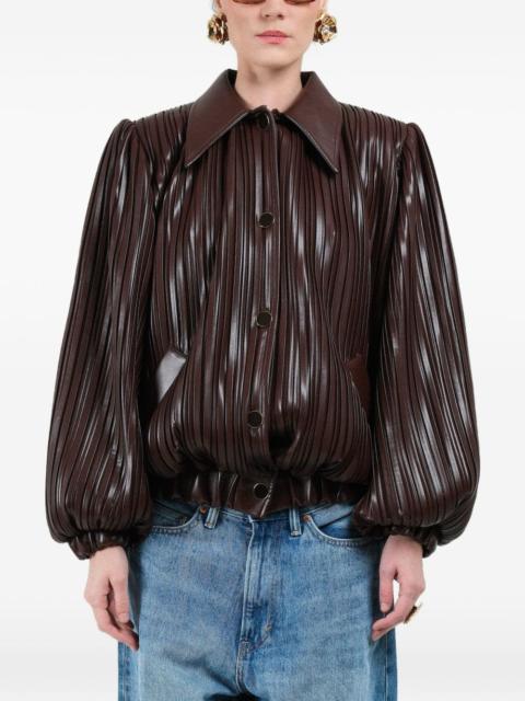 pleated short bomber jacket